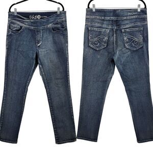 Ethyl Classic Womens Stretch Denim Jeans Sz 14 Mid-Rise Slim Fit Dark Wash